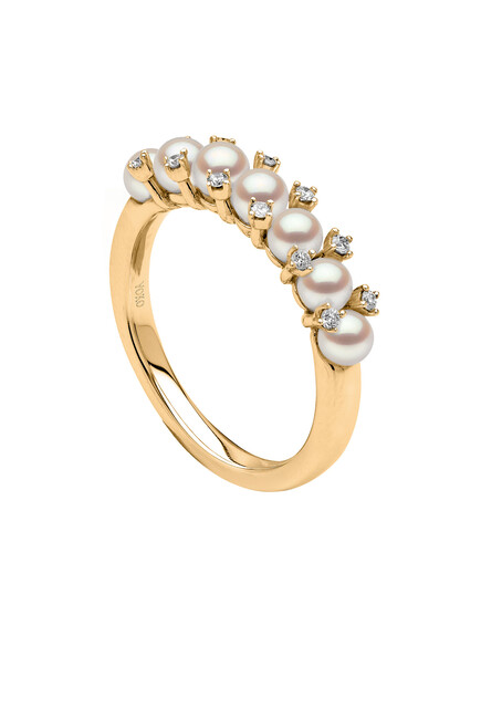 Eclipse Ring, 18k Yellow Gold, Diamond & Pearl